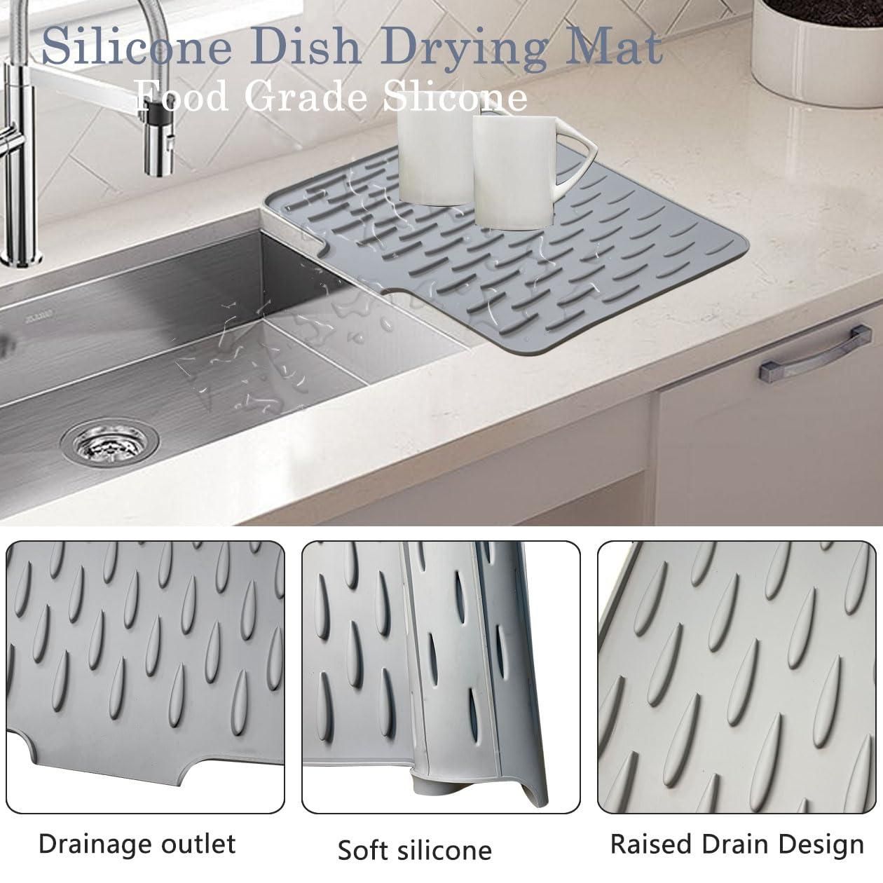 Silicone Dish Drying Mat with Drain – Anti-Slip & Quick Dry